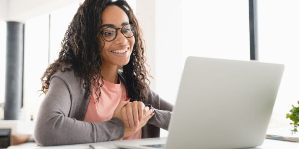 Student using laptop