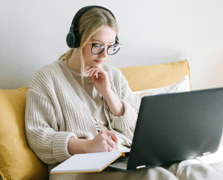 Student with headphones